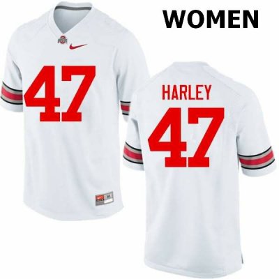 Women's Ohio State Buckeyes #47 Chic Harley White Nike NCAA College Football Jersey Version QUS6844BB